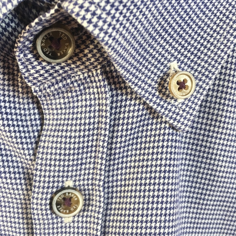 Ted baker button down up dress shirt navy white